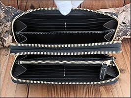 ゴダン GODANE ブラックレザーエンボス長財布 ダブルファスナー Amazon | ゴダン 財布 長財布 GODANE ガルーシャ革 Galuchat